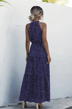 Robe longue sans manches à col halter