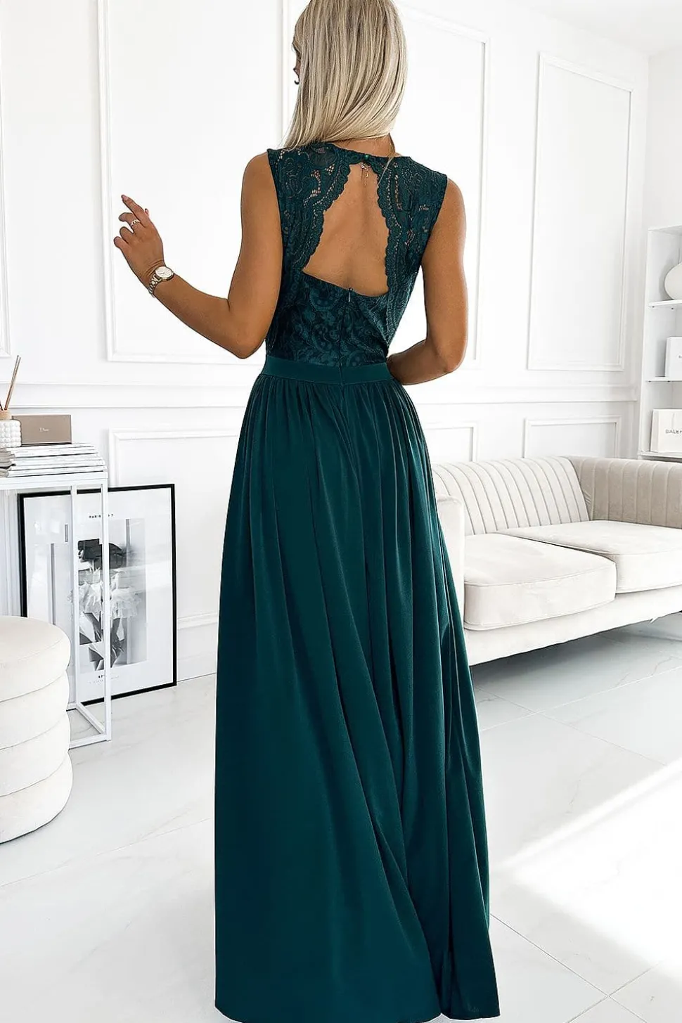 Robe longue verte foncé