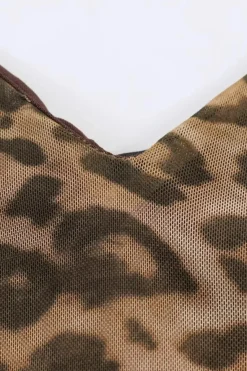 Robe léopard longue fluide à bretelles