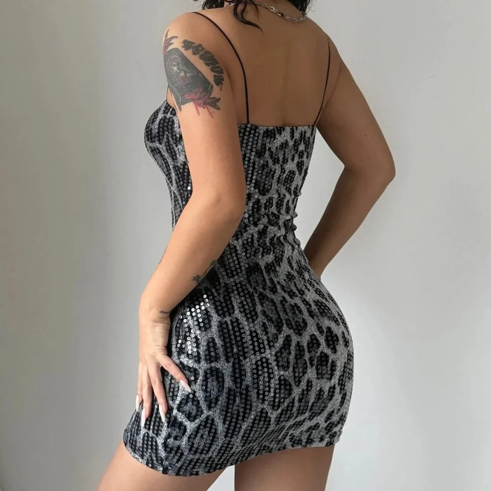 Robe léopard mini à paillettes