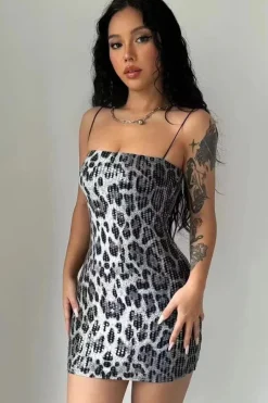 Robe léopard mini à paillettes
