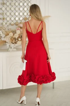 Robe midi chic rouge évasée