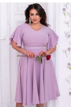 Robe midi drapée manches courtes