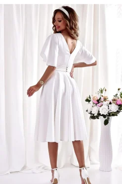 Robe midi drapée manches courtes