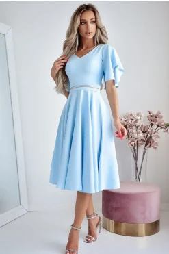 Robe midi drapée manches courtes