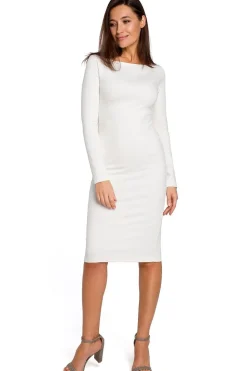 Robe midi moulante manches longues