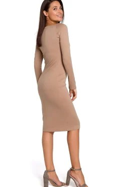 Robe midi moulante manches longues