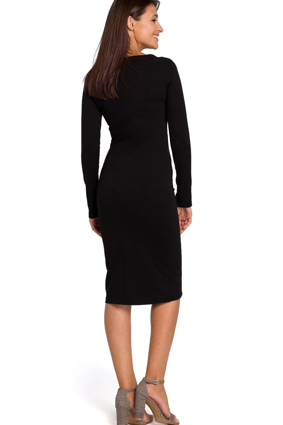 Robe midi moulante manches longues