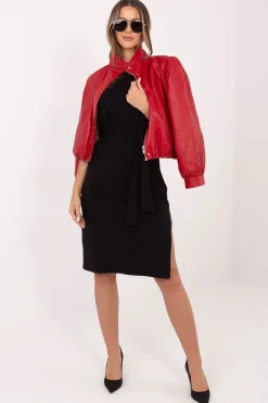 Robe midi noire ceinturée casual