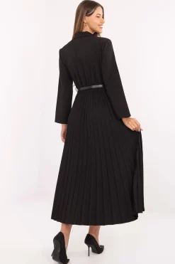 Robe midi plissée chic noire élégante