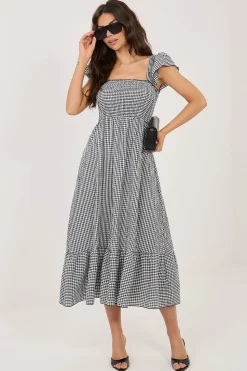 Robe midi vichy décontractée