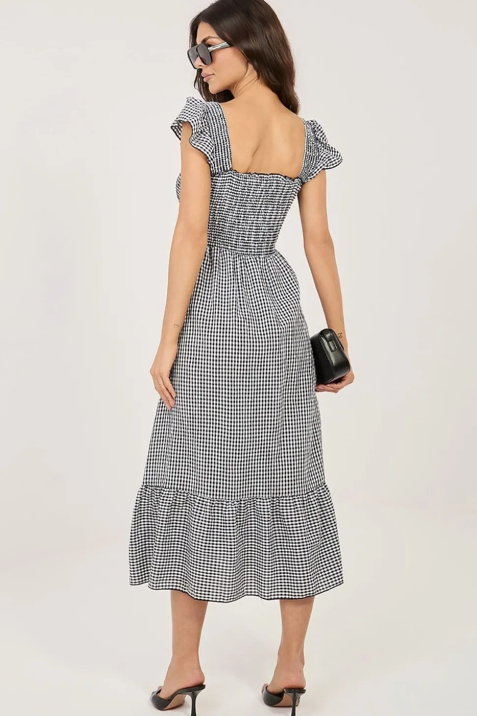 Robe midi vichy décontractée