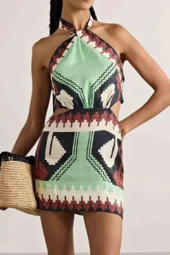 Robe mini bohème dos nu sexy