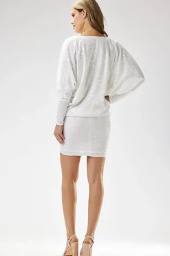 Robe mini à paillettes manches longues
