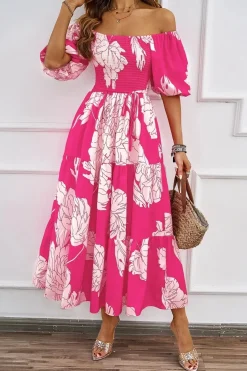 Robe à motifs floraux midi bohème