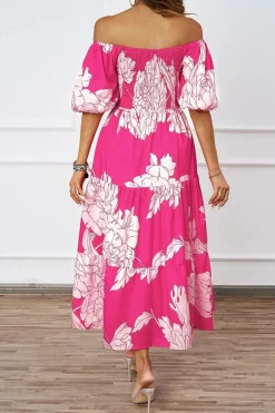 Robe à motifs floraux midi bohème