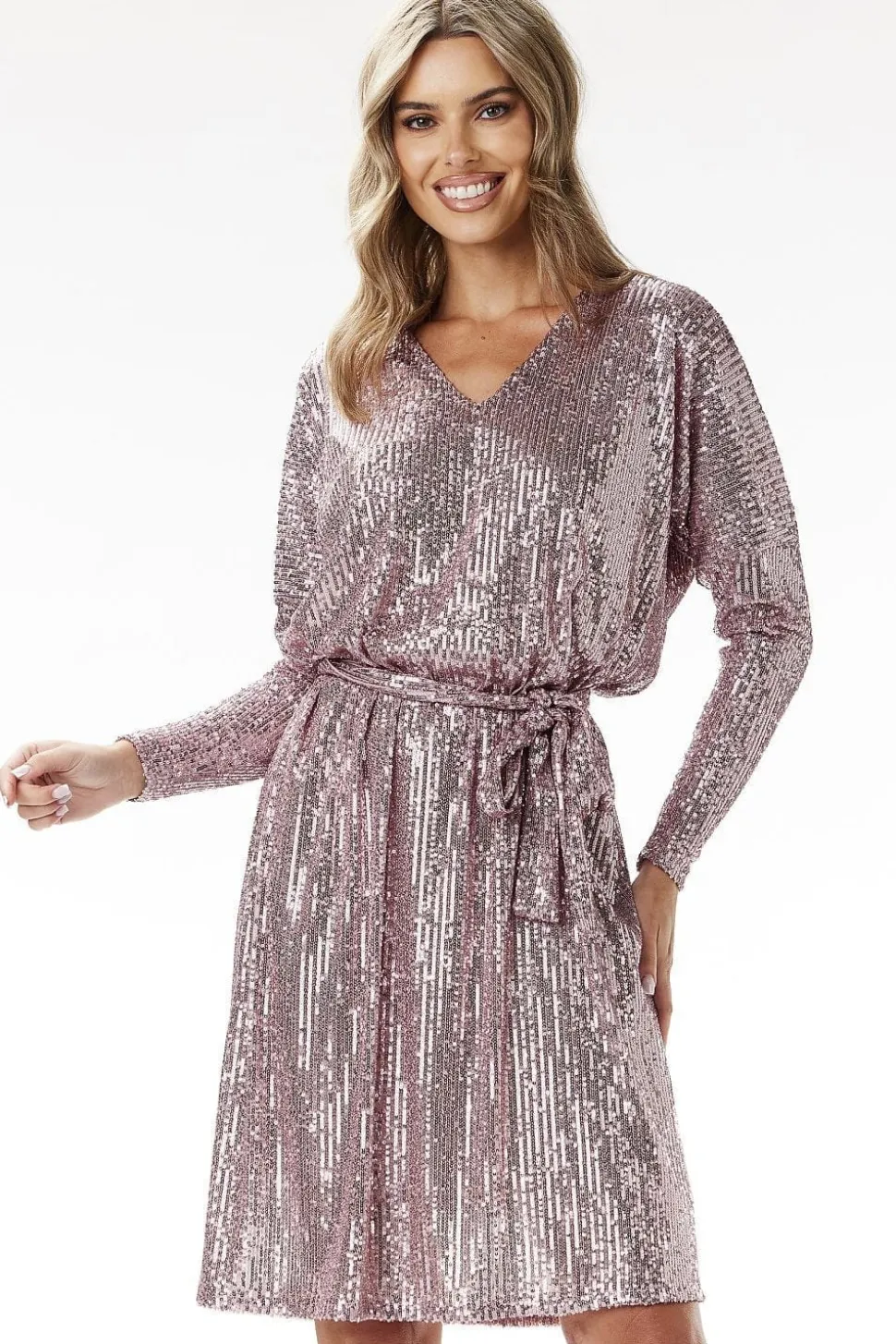 Robe pailletée manches longues