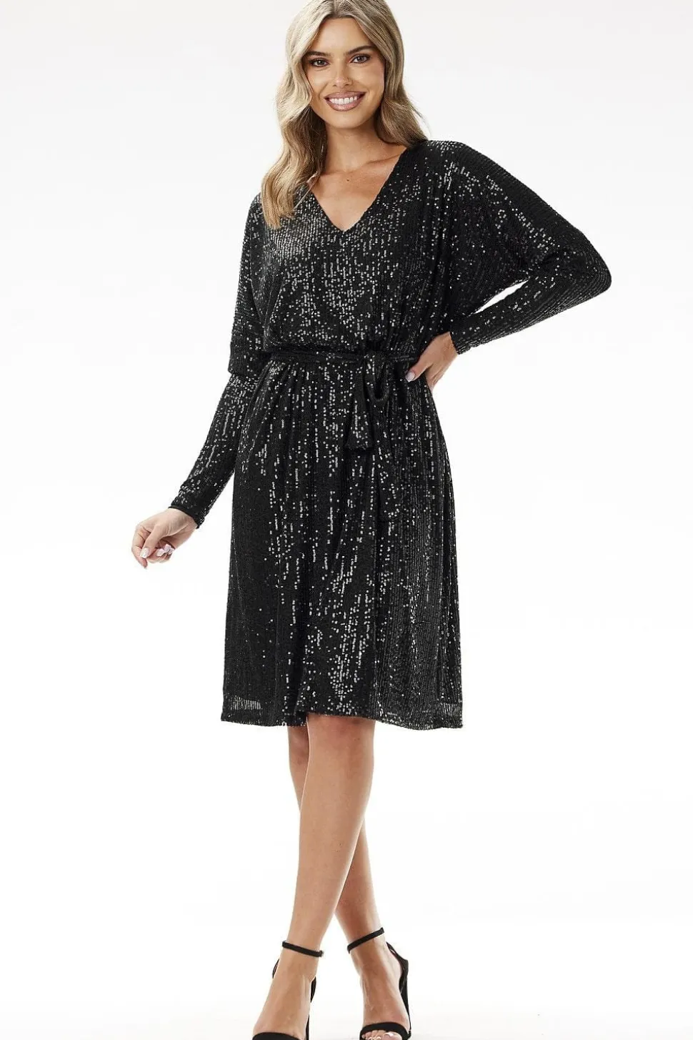 Robe pailletée manches longues
