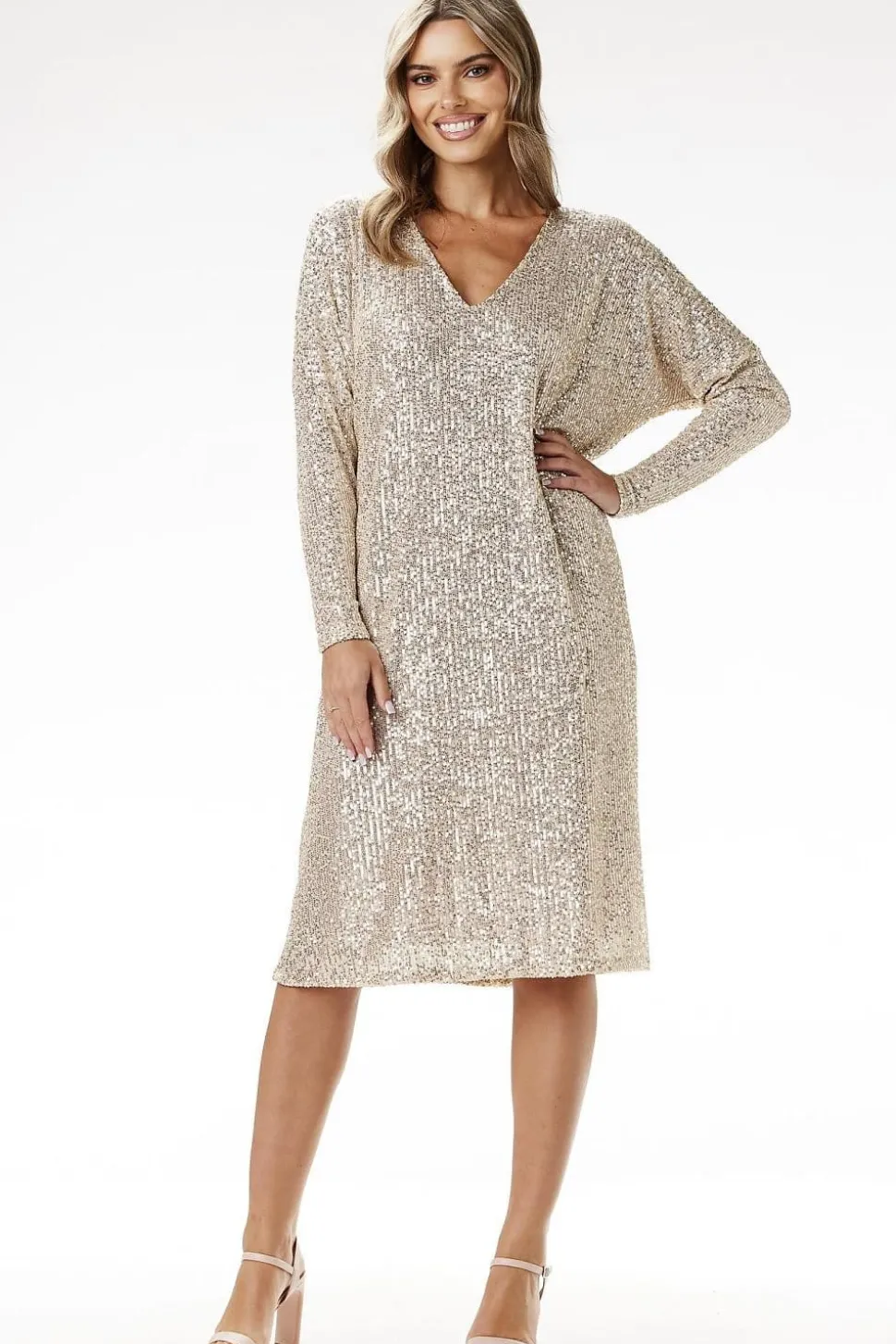 Robe pailletée manches longues