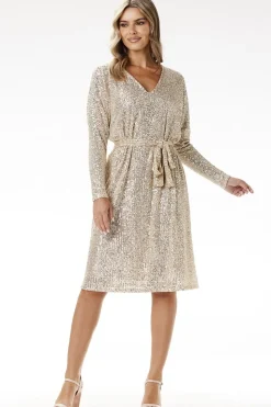 Robe pailletée manches longues