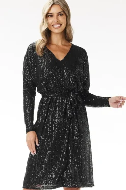 Robe pailletée manches longues