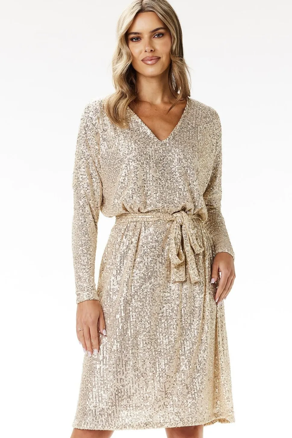 Robe pailletée manches longues