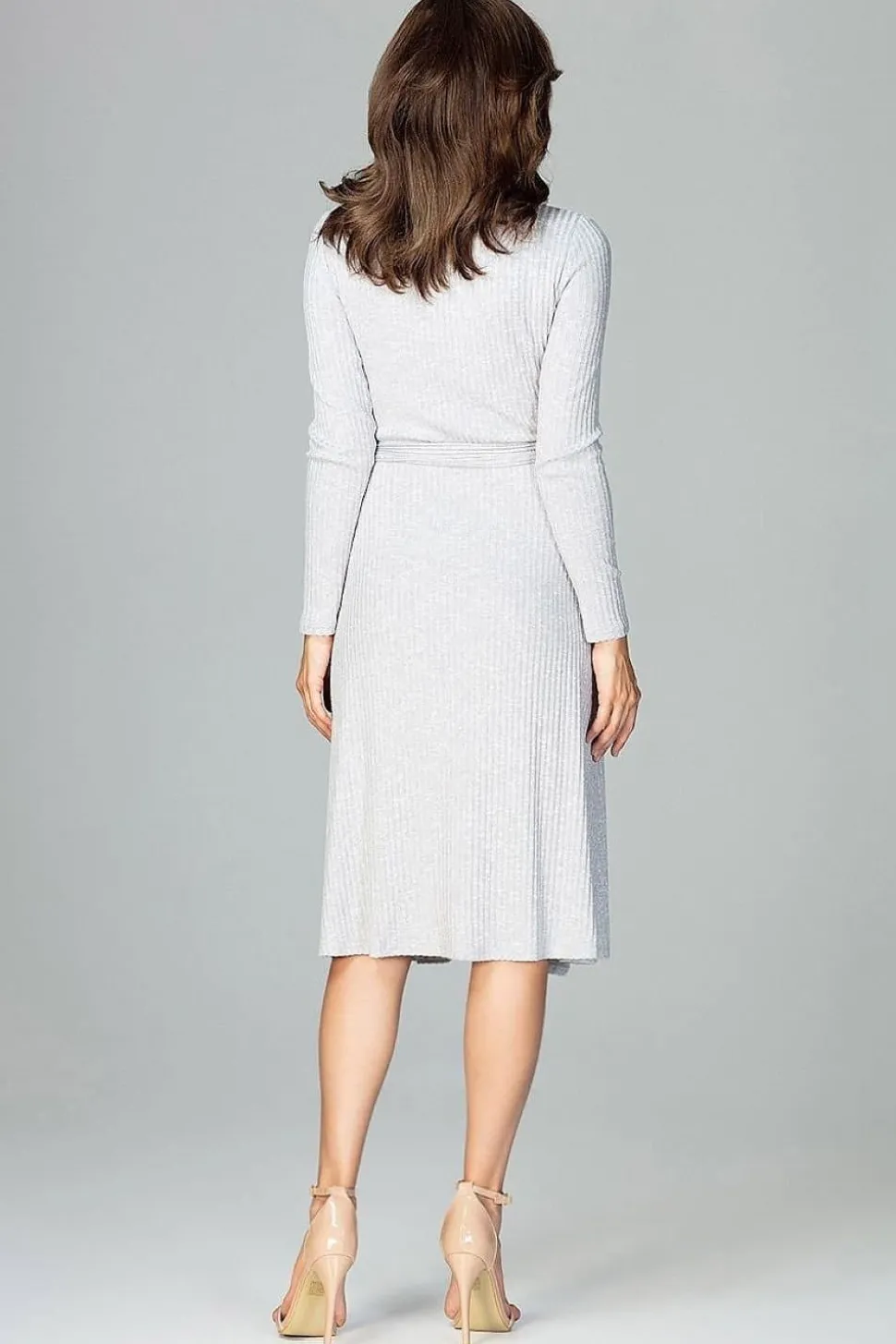Robe portefeuille midi grise
