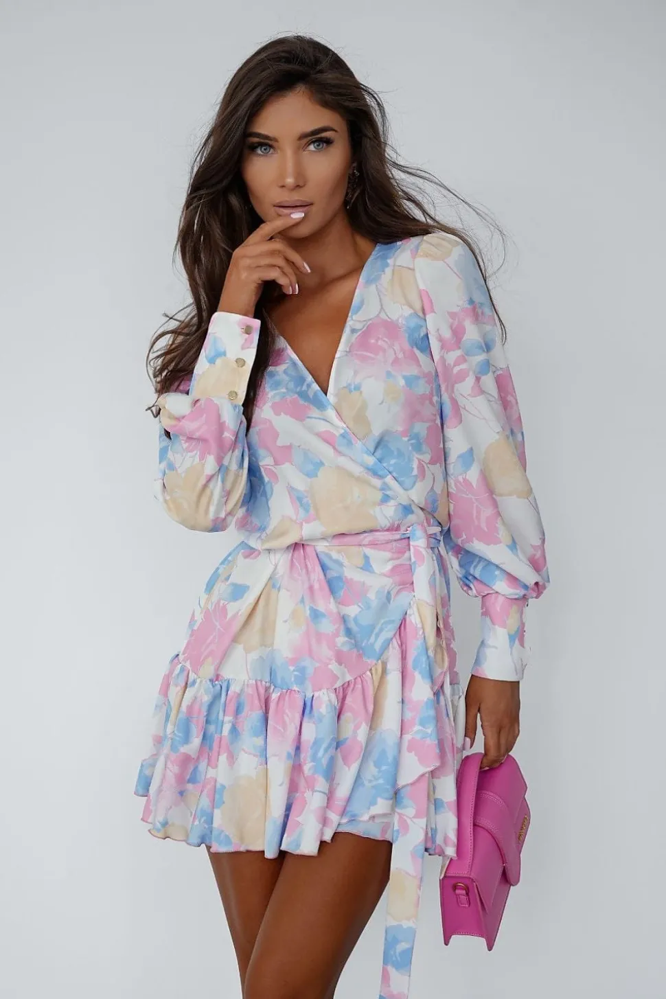 Robe portefeuille multicolore courte