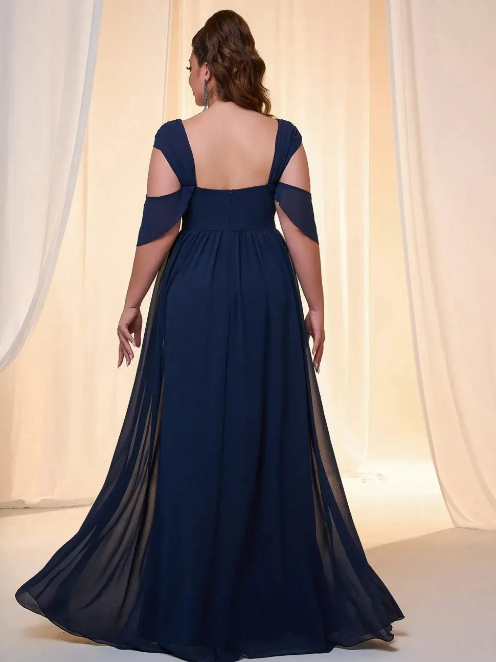 Robe pour invitée au mariage bleue longue grande taille