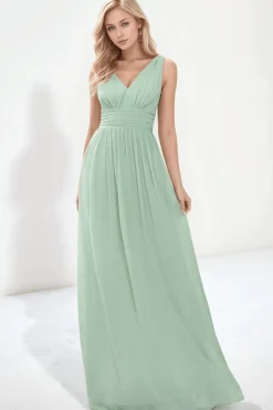 Robe pour invitée au mariage longue vert sauge
