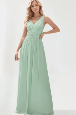 Robe pour invitée au mariage longue vert sauge