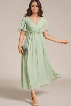 Robe pour invitée au mariage midi verte
