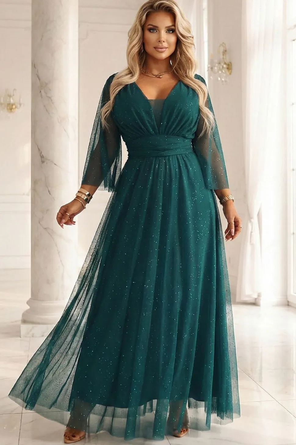 Robe pour invitée au mariqge verte longue
