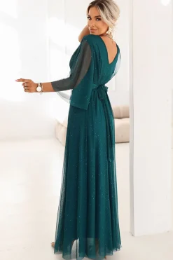 Robe pour invitée au mariqge verte longue