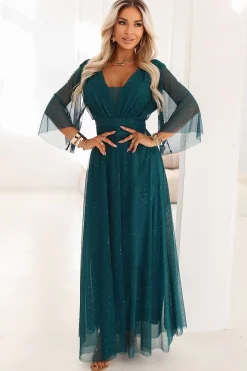 Robe pour invitée au mariqge verte longue