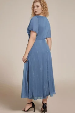 Robe pour invitée de mariage grande taille bleue