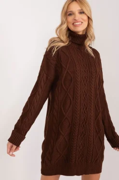 Robe pull col roulé manche longue