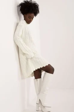 Robe pull femme hiver col montant manches longues