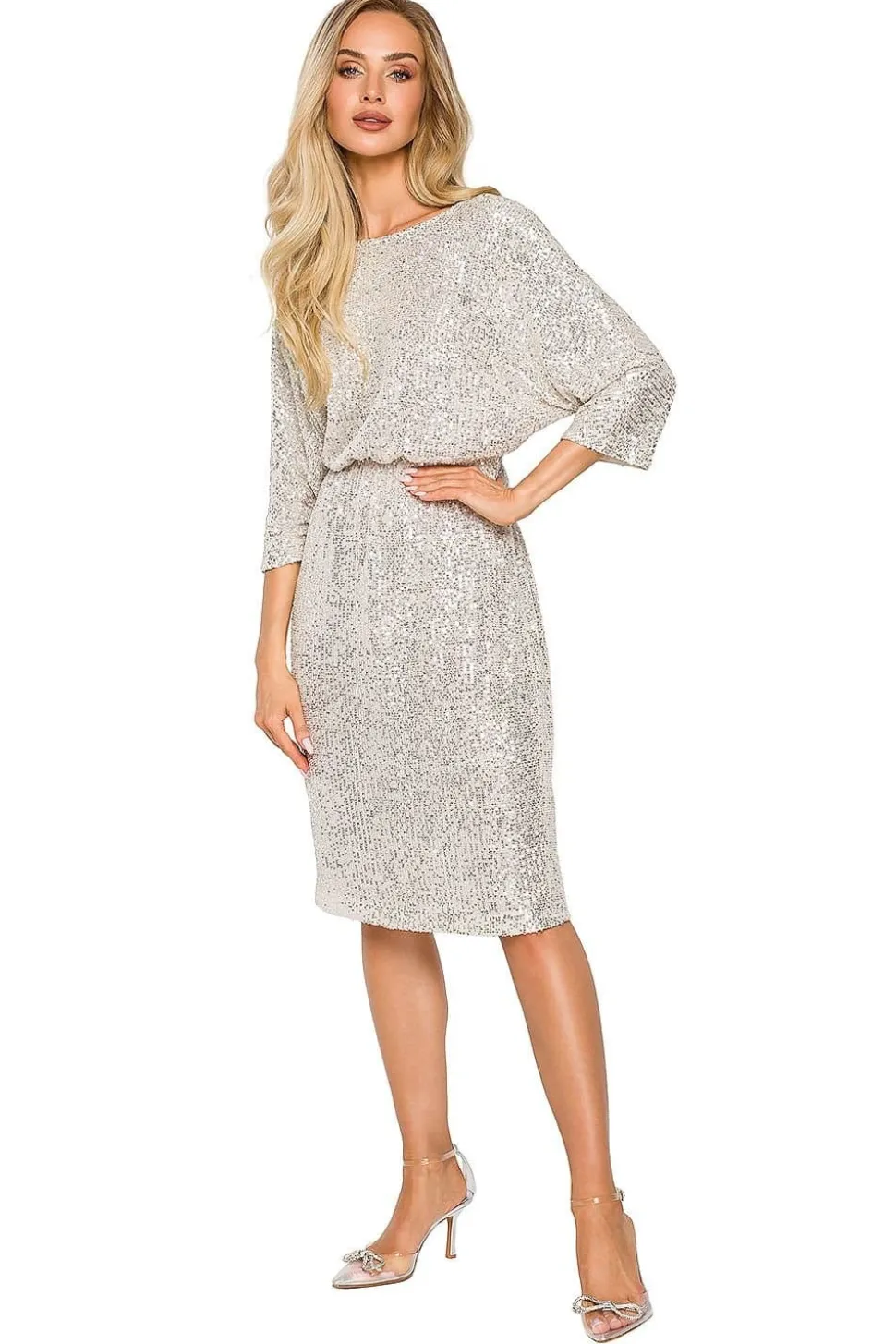 Robe sequin argentée dos nu