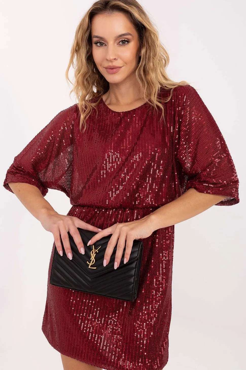 Robe sequin bordeaux courte