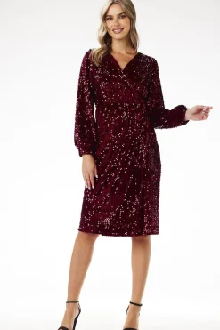 Robe à sequins midi manches longues