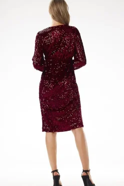 Robe à sequins midi manches longues