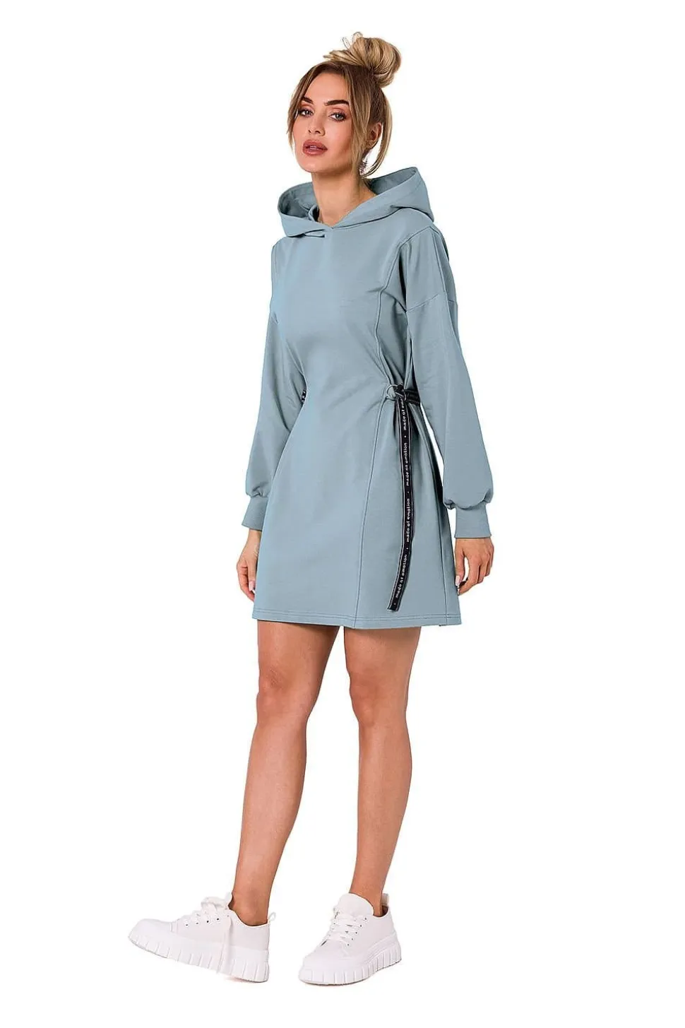 Robe sweat bleue courte manches longues