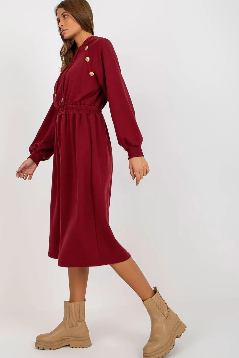 Robe sweat bordeaux midi