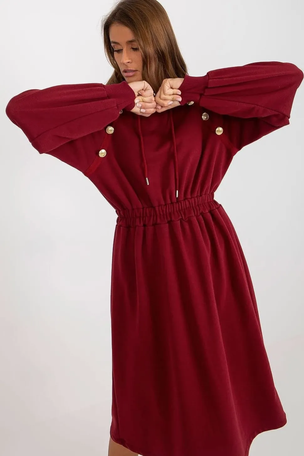Robe sweat bordeaux midi