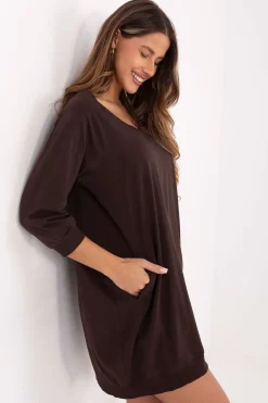 Robe sweat marron casual courte