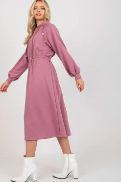 Robe sweat rose casual manches longues