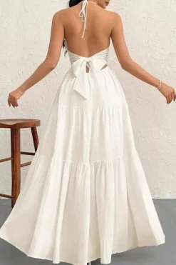 Robe été blanche bohème longue dos nu