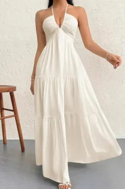 Robe été blanche bohème longue dos nu