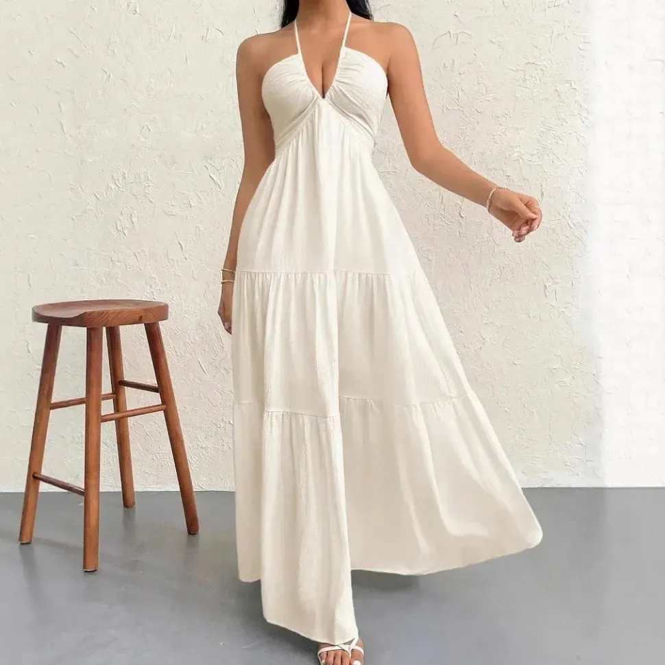 Robe été blanche bohème longue dos nu